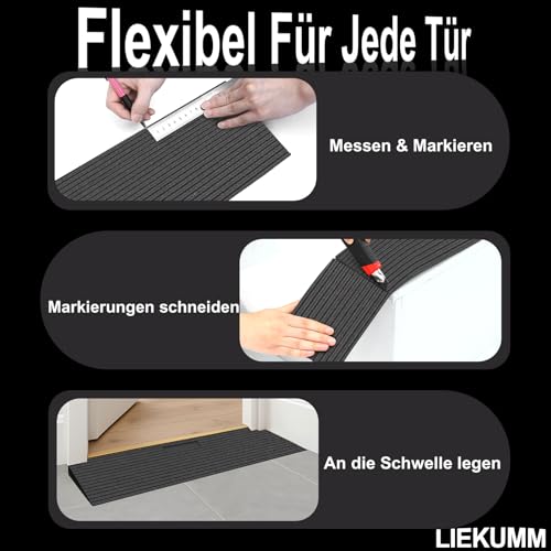 LIEKUMM Gummi Türschwellenrampe 4 cm Höhe, 650 kg Tragkraft Rollstuhlrampe, rutschfest Schwellenrampe für Türschwellen, Bordsteine, Stufen, Rollator, Scooter, Kinderwagen