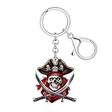 WEVENI Acrylic Pirate Skull Keychain Halloween Witch Hat Pumpkin Key Chain Goth Accessories Bag Charms Skull Gifts for Women (Grey)
