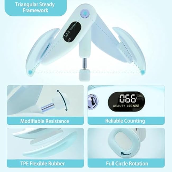 Inner Thigh Exerciser for Women (Adjustable Resistance), Home Workout for Pelvic Floor Muscle, Kegel Exerciser, Hip Trainer, Slim Thighs,Shape Back & Lift HIPS