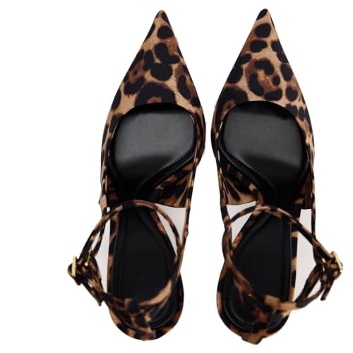 Patent Leather Slingback Pumps for Women Ankle Strap Pointed Toe Stiletto Heel Sexy High Heels4