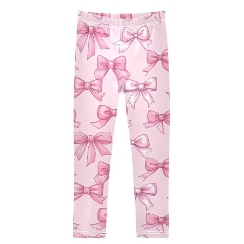 Boccsty Pink Bows Ribbons Valentines Girls Leggings Kids Yoga Pants Dance Active Tights 4T