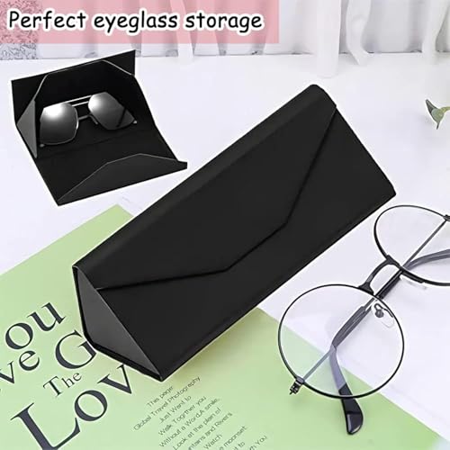 Image of OKU 1 Foldable Sunglass Case Faux Leather Eyeglass Case Pack of 1 | Magnetic Lock Cover | Hard Shell box Portable Protection Case Spectacles Goggles for Men Women Foldaway Slim Eyewear Cover