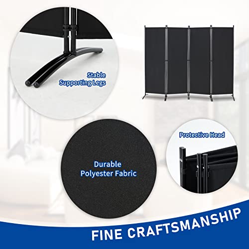 Outgava 4 Panel Portable Room Divider Folding Partition Privacy Screen 5.6 Ft Room Separator Freestanding Wall Divider For Office,Bedroom And Study (Black) #TOP4