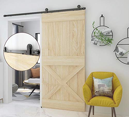 TSMST 213CM Schiebetürsystem Komplett Set für Schiebetüren Schwarz Schienen Kit Passend für eine einzelne Holztür,T-Form