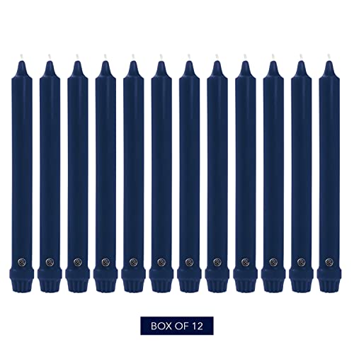 Image of Colonial Candle Unscented Taper Candle, Classic Collection, Indigo, 8 In, Pack of 12 - Up to 6 Hours Burn