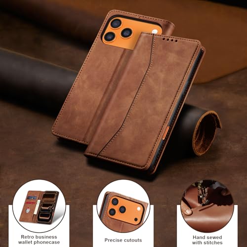 Image of Jasonyu Flip Wallet Case for iPhone 18 Pro Max /17 Pro Max,Brown