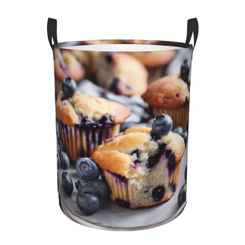 Blueberry Muffin 03 Panier à linge circulaire pour chambre d'enfant, chambre à coucher, salle de bain
