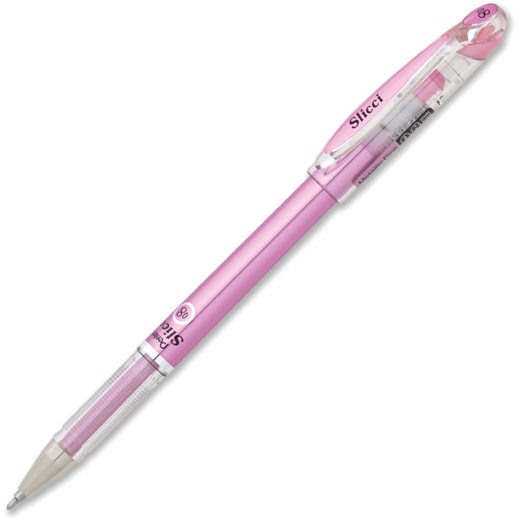 Roller gel Pentel Slicci rose métallisé pointe moyenne 0.8 - 2