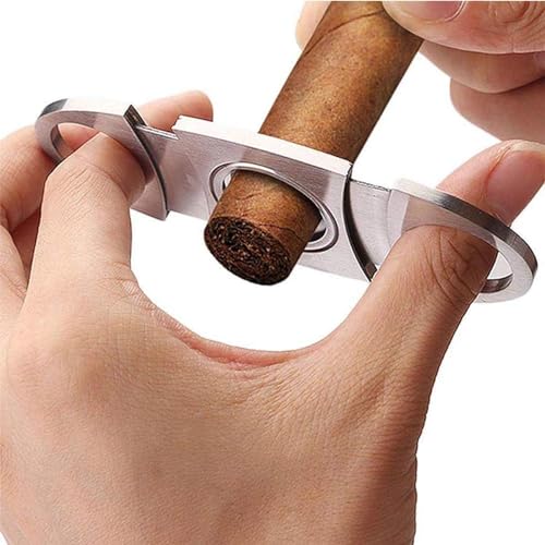 Cigar Cutter Cigar Punch Guillotine Cigar Cutter & V-Cut Cigar Cutter 3 Pack Perfect Combo of Cigar Accessories for Men (3 Pack, Silver) - Thumbnail 7