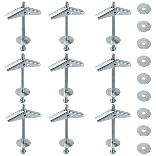 Lyeteung 9 Set 3/16 '' Tasselli a Levetta, Tasselli a Molla, Kit di Viti per Cartongesso e Bulloni a Levetta a Molla ad Alette, con Rondelle, per Cartongesso, Pareti