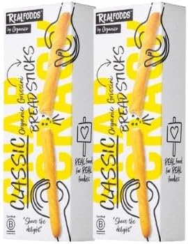 Realfoods by Organico | Organic Classic Italian Breadsticks with Extra Virgin Olive Oil, 120g Pack of 2