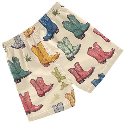 Pigsaly Boys Swim Trunks Cowboy Boots Wild West Brown Boys Board Shorts Swimsuit Swimwear Summer Bathing Suit S2