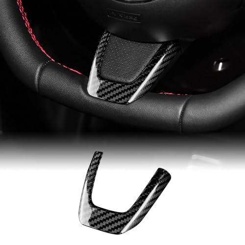 KUNGKIC Fibra Di Carbonio Per FIAT 500 2012-2015 Abarth 595 2012-2015 Auto Volante Mento Telaio Interno Pannello Volante Decorativo Adesivo Accessori (Nero)