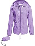 ACEVOG Women's Waterproof Raincoat Lightweight Rain Jacket Hooded Windbreaker with Pocket for Outdoor Purple