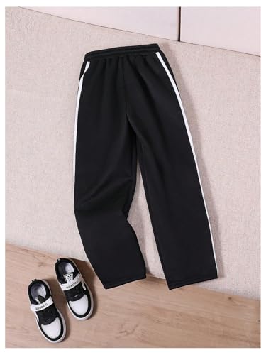 Boy's Striped Side Snap Wide Leg Sweatpants Bowknot Elastic Waist Sports Pants Trousers3