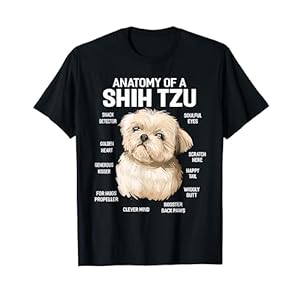 Dogs 365 Anatomy of a Shih Tzu Dog Funny Gift T-Shirt