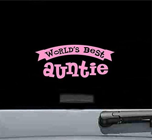 JS ArtworksJS Artworks Worlds Best Auntie Aunt Uncle Family Vinyl Decal Sticker (Soft Pink)