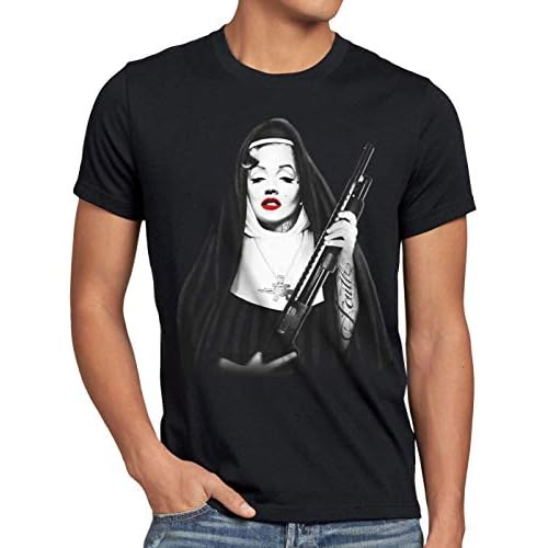 style3 Marilyn Monja Camiseta para Hombre T-Shirt USA gángster Monroe, Talla:L, Color:Negro