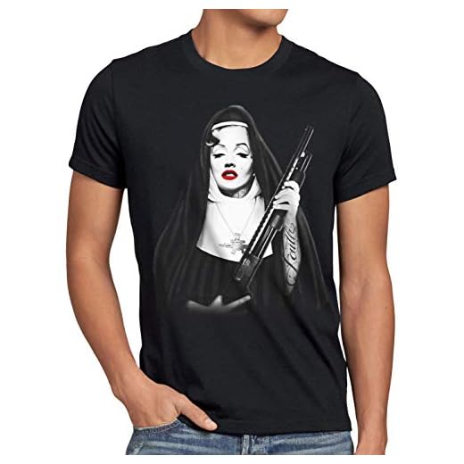 style3 Marilyn Monja Camiseta para Hombre T-Shirt USA gángster Monroe, Talla:L, Color:Negro