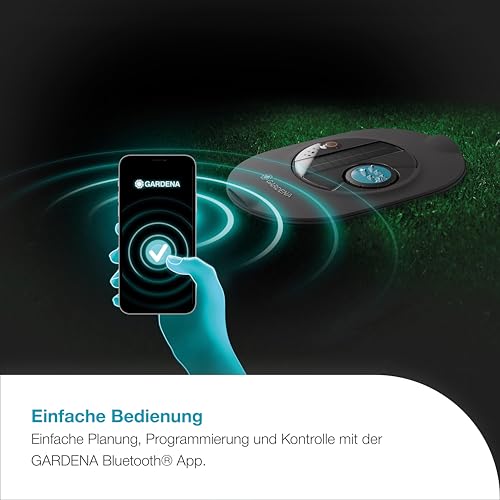 Gardena AquaPrecise Komplett-Set Pipeline Bewässerungssystem für Rasenflächen bis zu 320 m²: solarbetrieben, gleichmäßige Wasserverteilung, für jede Gartenform, Bluetooth (16010-20)