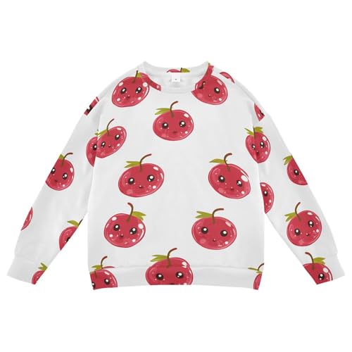 JUNZAN Cute Redcurrant Fruit White Kids Girls Sweatshirts Hoodies Long Sleeve Sweatshirts for Boys Camping 4T