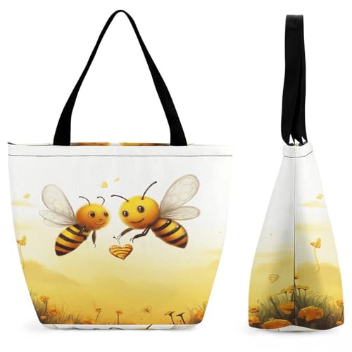 FekiLoot Bee Love Honey �g�[�g�o�b�O �����p �V���b�s���O�o�b�O �▭�ȑ��ړI�n���h�o�b�O �J�W���A�� �t�@�b�V���� �V�����_�[�o�b�O �|�[�^�u�� ��^ �������� �ʋ� ���s �V���b�s���O