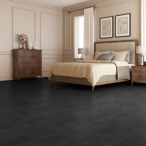 Art3D 36-Pack 54 Sq.ft Peel And Stick Floor Tiles Vinyl Plank Flooring Wood Look, Adhesive And Waterproof Tile Sticker For Bedroom, Living Room, Kitchen, Rv In Black #TOP1
