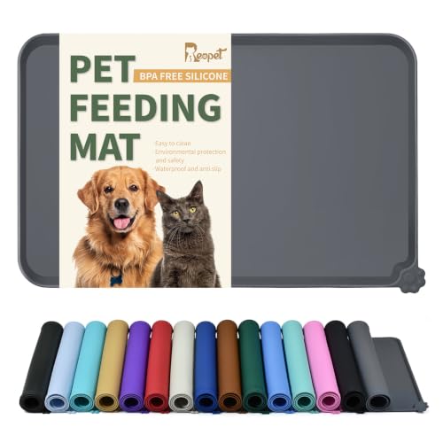 Reopet Tappetino per Cibo e Acqua in Silicone per Animali Domestici, Impermeabile con Bordi Rialzati Antispill, Placca per Ciotole Sia per Cani che per Gatti Disponibile in Diverse Dimensioni e Colori
