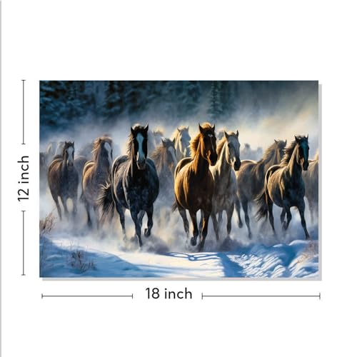 Image of RANGOLI Seven Running Horses Wall Painting | Vastu-Inspired Canvas Art for Positive Energy | Framed 3D Artwork for Living Room, Office & Home Decor | Elegant Wall Decor Painting (12 x 18 Inch) (blue)