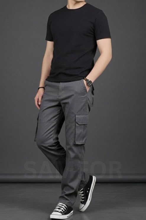 Image of Samfor Cargo Pant for Men - Cotton Cargo for man, Multi-Pocket Design for Outdoor, Work Wear & Casual Trouser