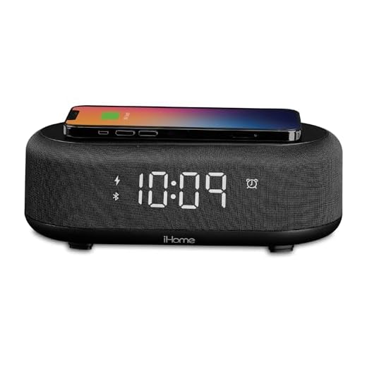 iHome Bluetooth Alarm Clock with Wireless Charger and USB Charging Station, Digital Alarm Clock for Bedrooms, Office, or Dorm (iBTW112)