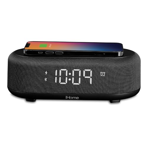 iHome Bluetooth Alarm Clock with Wireless Charger and USB...