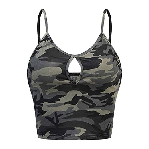 Aniywn Women's Short Crops Camisole Vest T-Shirt Sleeveless Ladies Camouflage Print Tank Tops Blouse