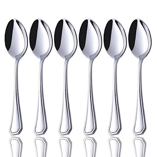 Dinner Spoons Set 6 Piece, 18/0 Stainless Steel Flatware Bulk 7.5-inch Table Soup
