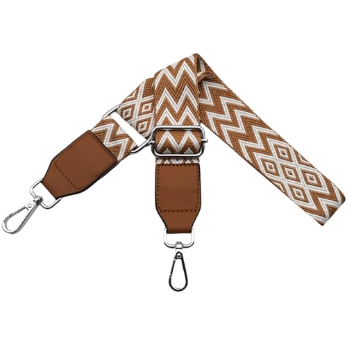 Tracolla per Borsa Donna Regolabile Cinghie Borsa Tracolla con pelle, Tracolla Ricambio Ragazza Larga 3.8cm con Argento Moschettoni per Crossbody Borsette, Marrone, W07