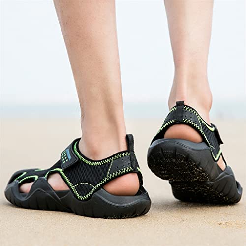 YMGSCC Mens Leather Sandals Mesh Deck Lightweight Beach Sandals Men Outdoor Walking Footwear(D,9) - Image 4