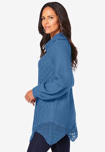 Roaman's Women's Plus Size Cable Knit Pullover Sweater3