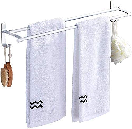 Étagère de salle de bain en aluminium de 60 cm avec porte-serviettes mural compact