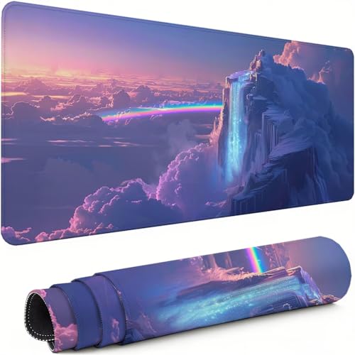 Podkładka pod mysz XXL Wonderland 1400 x 600 x 3 mm antypoślizgowa gumowa podkładka pod mysz dla graczy tęcza precyzja kompatybilna z wszystkimi myszami, wodoodporna ochrona biura, do gier domowych xg