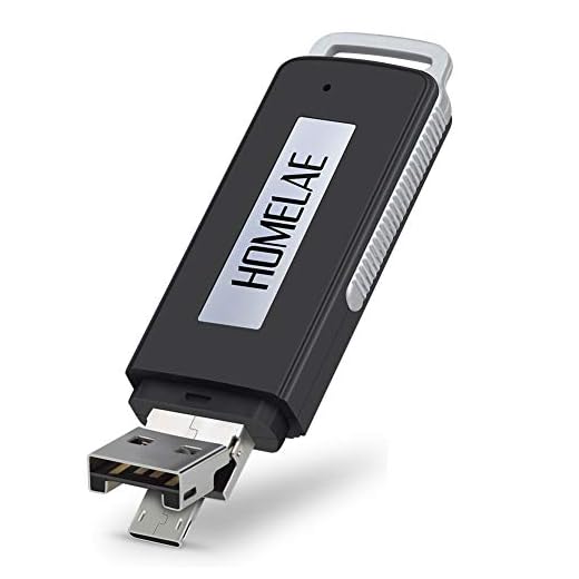 USB Voice Recorder 32GB Mini Digital Sound Audio Recorder Dictaphone with Dual USB for Lectures, Meetings, Class, and More. USB Rechargeable, 15 Hours Continuous Recorder (Black)