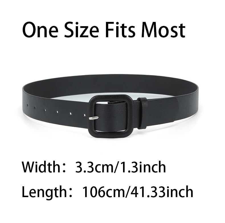 COTIM COYIN Women's Wide Leather Belt with Square Buckle, High Waist Belts for Dress Jeans Pants3