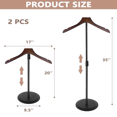 koretech 2 Pack Shirt Display Stand 35" Height Adjustable Shoulder Stand Shirt Rack, T Shirt Display Stand for Shops, Steaming Clothes Holder, Black