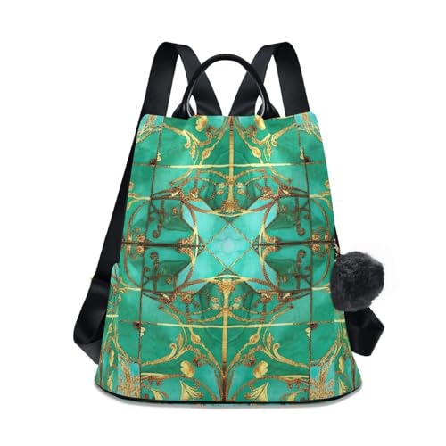Mochila para mujer casual verde azulado con estampado de flores