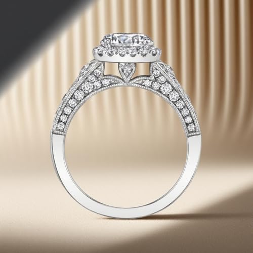 Blocaci Vintage Engagement Rings for Women 1CT Center Round/Pear/Oval/Radiant/Cushion Cut Moissanite Engagement Rings 925 Sterling Silver 10K 14K 18K Gold Wedding Rings4