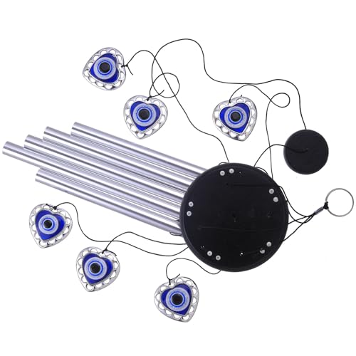Blue Evil Eye Heart-Shaped Wind Chimes Outdoor Decor, Mobile Evil Eye Windcatcher, Heart Evil Eye Wind Bells, Blue Evil Eye Amulet Wind Chimes for Home, Gift for Mom, Balcony, Patio, Garden Decoration by xxschy - Image 4