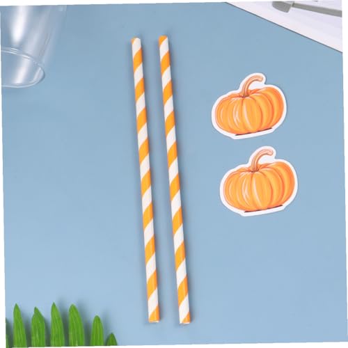 40 pitillos de papel con patrón de calabaza naranja para Halloween miniatura 5