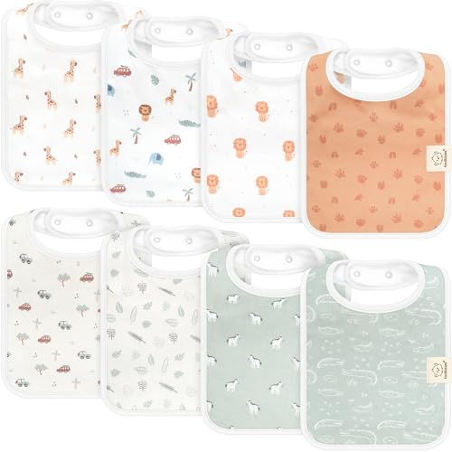 Image of KeaBabies 8-Pack Organic Baby Bibs for Boys, Girls - Super Absorbent Cotton Drool Bibs for Baby Girl & Boy, Teething Toddler, Drooling Newborn, Ultra Soft & Machine Washable (Wilderness)