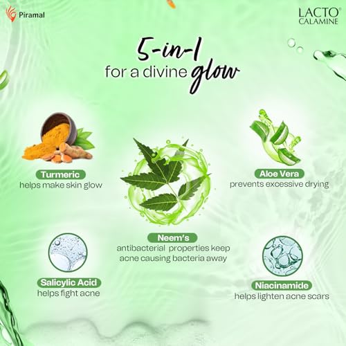 Image of Lacto Calamine Neem Face Wash With Aloe Vera & Turmeric | 150ml - Pack of 3 | Niacinamide & Salicylic Acid Face Wash | Facewash Reduces Pimples, Purifies Skin & Oil Control | For All Skin Types