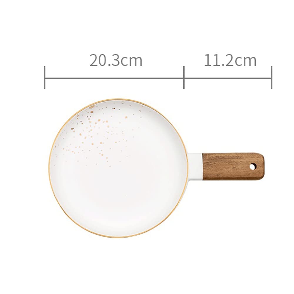 CFWSHJ Miski sałatkowe kreatywna ceramiczna miska z drewnianym uchwytem malowana w stylu nordyckim salaterka domowa deserowa zastawa stołowa japońska miska na makaron kuchenne miski na zupę