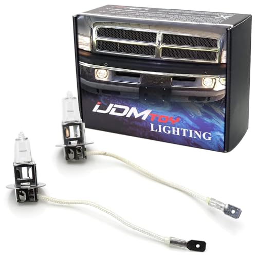 iJDMTOY One Pair Clear Lens Automotive Use 12VDC 20W H3 Halogen Replacement Bulbs For Fog Driving Light, DRL, etc